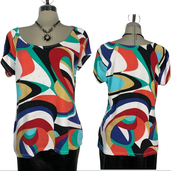 🌹3/25 🌹 Relativity Multicoloured Blouse Size L - Picture 1 of 8